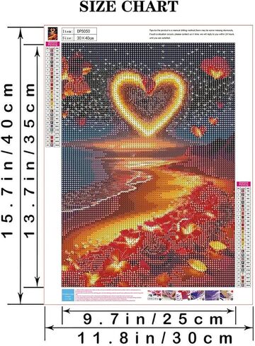 5D Diamond Painting Kids for البالغين ، Love Heart on the Beach Landscape Diamond Art للمبتدئين ، Red Rose Beach DIY Full Drill Diremond Dots Gem Gem Craft Home Decor in Kuwait