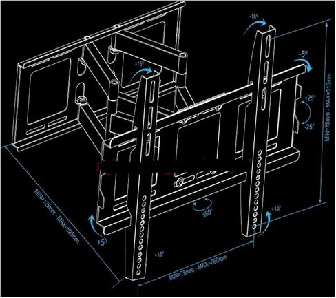 DL-D-109MT 80kg 85" 65" 55" 660x500 Retractable Heavy Duty LCD TV Wall Mount Bracket Swinging Double Arm Full Motion Lift Mechanism in Saudi Arabia