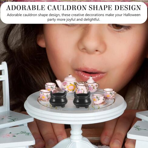 VOSAREA 24pcs Mini Cauldron Witch Pot Halloween Dollhouse Decoration Cute Plastic Landscape Accessories for and Crafts Witch Cauldron Ornaments in Saudi Arabia