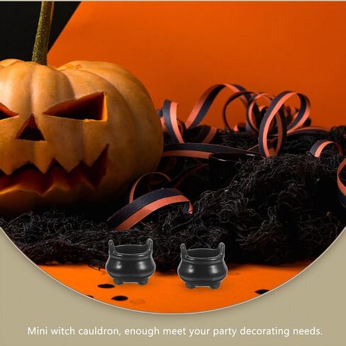 VOSAREA 24pcs Mini Cauldron Witch Pot Halloween Dollhouse Decoration Cute Plastic Landscape Accessories for and Crafts Witch Cauldron Ornaments in Saudi Arabia