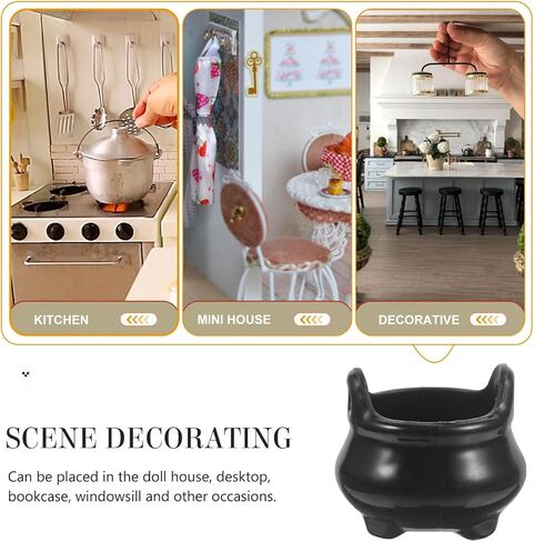 VOSAREA 24pcs Mini Cauldron Witch Pot Halloween Dollhouse Decoration Cute Plastic Landscape Accessories for and Crafts Witch Cauldron Ornaments in Saudi Arabia
