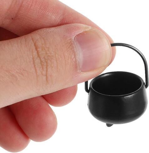 DECHOUS 2PCS HALLOWEEN MINIATURE DOLLHOUSE CAULDRON 1:12 SCALE أسود صغير معلق الساحرة CAULDRON POTS لدمى الديكور الحلي in Kuwait