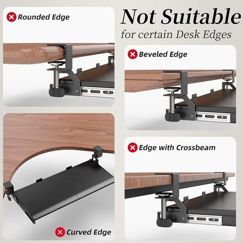 Keyboard Tray, 25 in. Pine Plastic, Keyboard tray Under Desk with Wrist Rest, Mouse Pad, Cup Mat, Lightweight Slide Out Tray, Easy Assemble Adjustable C clamp in Saudi Arabia