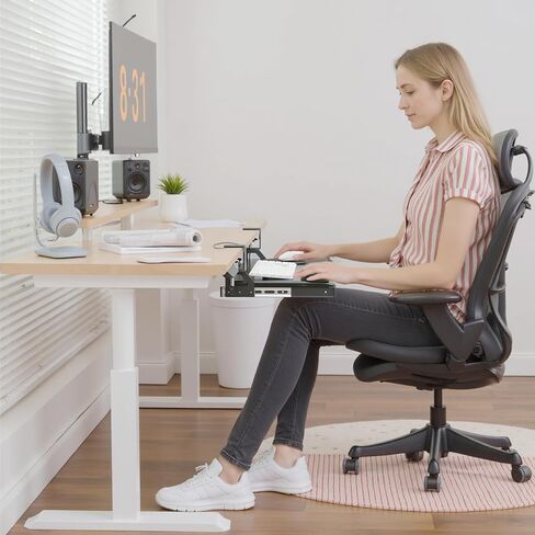 Keyboard Tray, 25 in. Pine Plastic, Keyboard tray Under Desk with Wrist Rest, Mouse Pad, Cup Mat, Lightweight Slide Out Tray, Easy Assemble Adjustable C clamp in Saudi Arabia