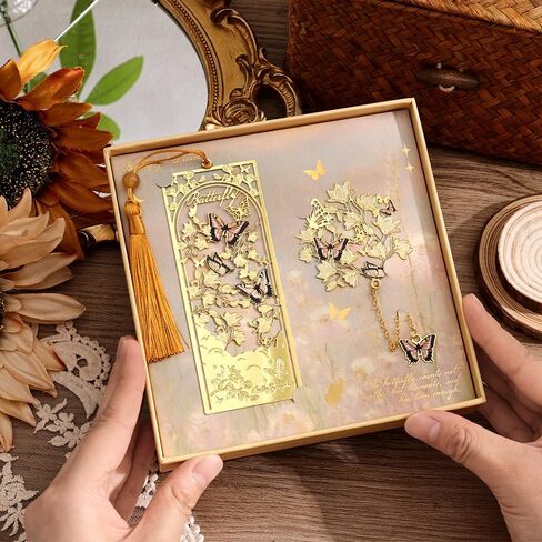 Butterfly Flower Theme Pretty Book Marks Set for Reading Women, Cute Book Markers for Writers, Kids, Teens, Men Readers, Reading Accessories Gifts for Book Lovers (Pink) in Kuwait