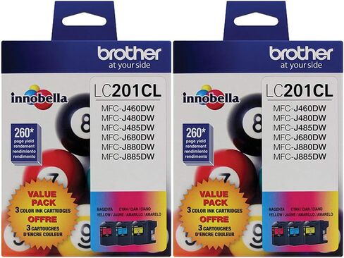 Brother Genuine Standard Yield Color Ink Cartridges, LC2013PKS, Replacement Color Ink Three Pack, Includes 1 Cartridge Each of Cyan, Magenta & Yellow, Page Yield Up to 260 Pages/Cartridge - 2 Pack in Saudi Arabia