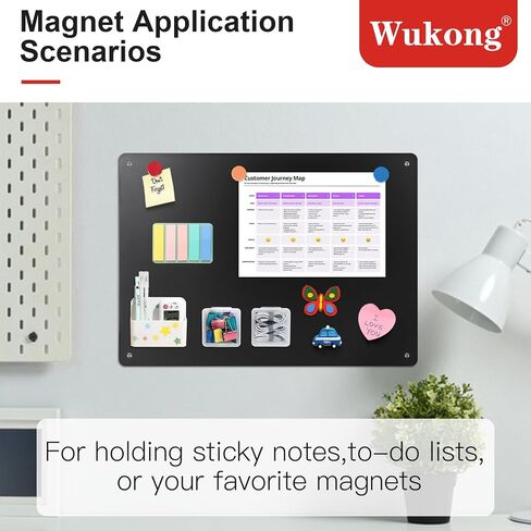 Wukong A3 Black Magnetic Board, 42 x 30 cm (17" x 11") Magnetic Bulletin Board for Wall, Refrigerator, Cabinet, Office, Kitchen, 0.8mm Thick, Includes 8 Pcs Dual Lock Tape & Screws in Kuwait
