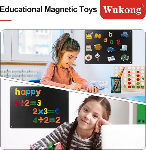 Wukong A3 Black Magnetic Board, 42 x 30 cm (17" x 11") Magnetic Bulletin Board for Wall, Refrigerator, Cabinet, Office, Kitchen, 0.8mm Thick, Includes 8 Pcs Dual Lock Tape & Screws in Kuwait