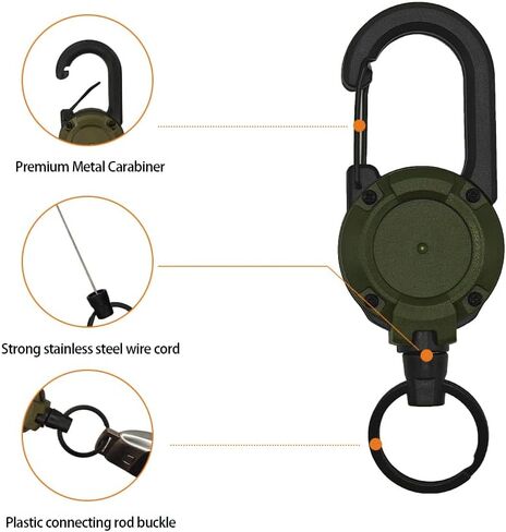 2 حزمة سلسلة مفاتيح قابلة للسحب ، حامل شارة Carabiner ، حامل شارة الهوية التكتيكية مقطع Carabiner مع الإغلاق المغناطيسي ، والفولاذ المقاوم للصدأ 60 سم للرجال ، الجيب 3 ملحق in Saudi Arabia