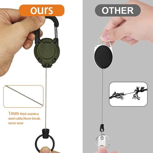 2 حزمة سلسلة مفاتيح قابلة للسحب ، حامل شارة Carabiner ، حامل شارة الهوية التكتيكية مقطع Carabiner مع الإغلاق المغناطيسي ، والفولاذ المقاوم للصدأ 60 سم للرجال ، الجيب 3 ملحق in Saudi Arabia