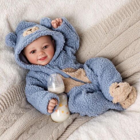 BABESIDE Realistic Baby Doll Boy, 17 Inch Lifelike Newborn Real Life Poseable Reborn Doll for Boy Soft Vinyl and Cloth Body Baby Dolls with Clothes and Toy Gift for Kids Age 3+ in Saudi Arabia