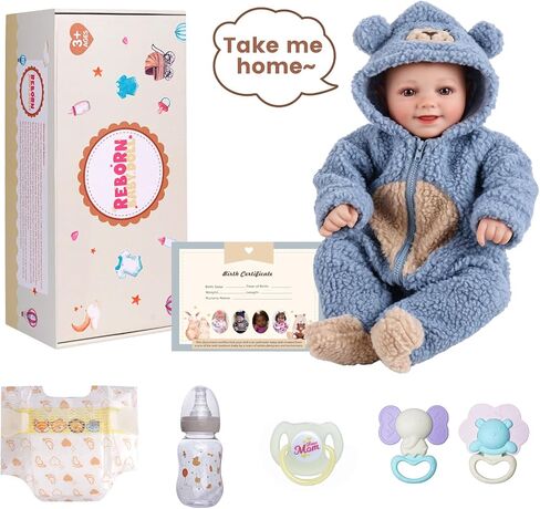 BABESIDE Realistic Baby Doll Boy, 17 Inch Lifelike Newborn Real Life Poseable Reborn Doll for Boy Soft Vinyl and Cloth Body Baby Dolls with Clothes and Toy Gift for Kids Age 3+ in Saudi Arabia