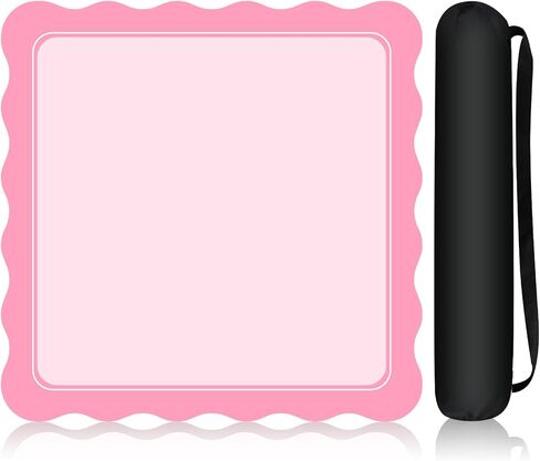 22" Mini Mahjong Mat for Travel – Cute Scalloped Edge, Anti-Slip & Noise-Reducing – Portable Pink Game Mat for Dominoes, Tiles & Card Games in Kuwait
