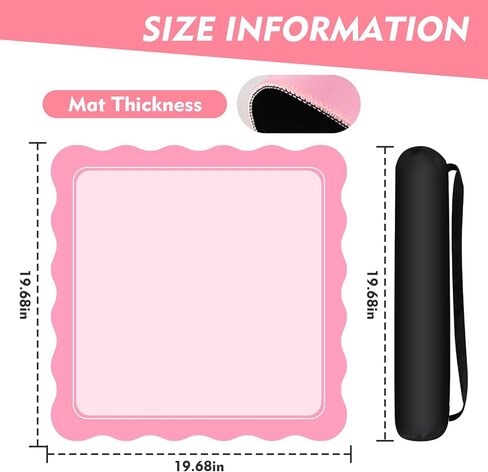 22" Mini Mahjong Mat for Travel – Cute Scalloped Edge, Anti-Slip & Noise-Reducing – Portable Pink Game Mat for Dominoes, Tiles & Card Games in Kuwait