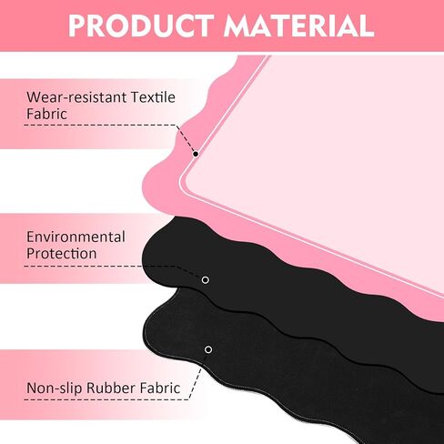 22" Mini Mahjong Mat for Travel – Cute Scalloped Edge, Anti-Slip & Noise-Reducing – Portable Pink Game Mat for Dominoes, Tiles & Card Games in Kuwait