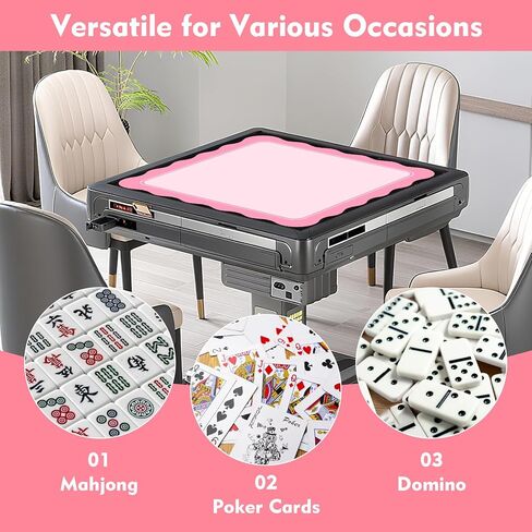 22" Mini Mahjong Mat for Travel – Cute Scalloped Edge, Anti-Slip & Noise-Reducing – Portable Pink Game Mat for Dominoes, Tiles & Card Games in Kuwait