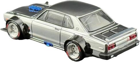 1:64 Diecast Model Car متوافق مع Nissan Skyline GT-R V8 Drift (Hakosuka) Silver Chrome Hong Kong Car Salon 2025 Limited Edition by Pop Race PR640330 in Saudi Arabia