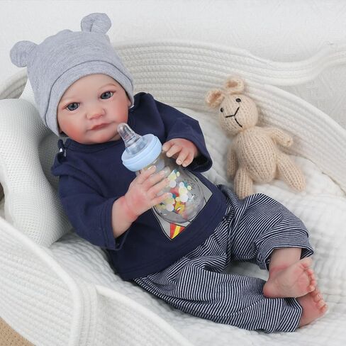 WOOROY Realistic Reborn Baby Dolls Boy - 19 Inch Lifelike Newborn Baby Dolls Handmade Real Life Baby Dolls Reborn Toddler with Soft Cloth Body Gift Toys for Kids Age 3 + in Kuwait