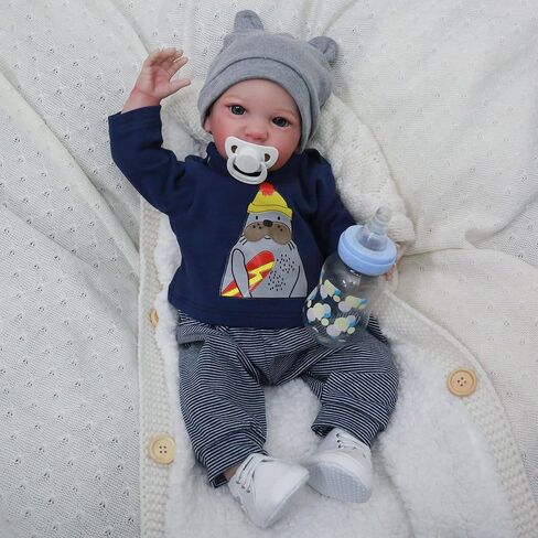 WOOROY Realistic Reborn Baby Dolls Boy - 19 Inch Lifelike Newborn Baby Dolls Handmade Real Life Baby Dolls Reborn Toddler with Soft Cloth Body Gift Toys for Kids Age 3 + in Kuwait