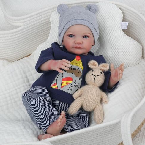 WOOROY Realistic Reborn Baby Dolls Boy - 19 Inch Lifelike Newborn Baby Dolls Handmade Real Life Baby Dolls Reborn Toddler with Soft Cloth Body Gift Toys for Kids Age 3 + in Kuwait