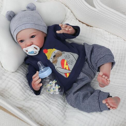 WOOROY Realistic Reborn Baby Dolls Boy - 19 Inch Lifelike Newborn Baby Dolls Handmade Real Life Baby Dolls Reborn Toddler with Soft Cloth Body Gift Toys for Kids Age 3 + in Kuwait