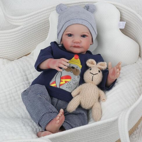 WOOROY Realistic Reborn Baby Dolls Boy - 19 Inch Lifelike Newborn Baby Dolls Handmade Real Life Baby Dolls Reborn Toddler with Soft Cloth Body Gift Toys for Kids Age 3 + in Kuwait