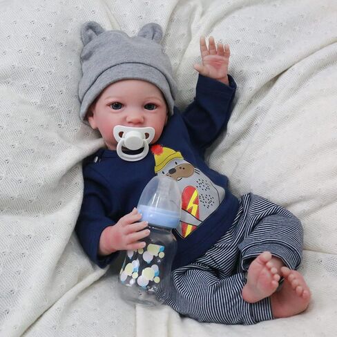 WOOROY Realistic Reborn Baby Dolls Boy - 19 Inch Lifelike Newborn Baby Dolls Handmade Real Life Baby Dolls Reborn Toddler with Soft Cloth Body Gift Toys for Kids Age 3 + in Kuwait