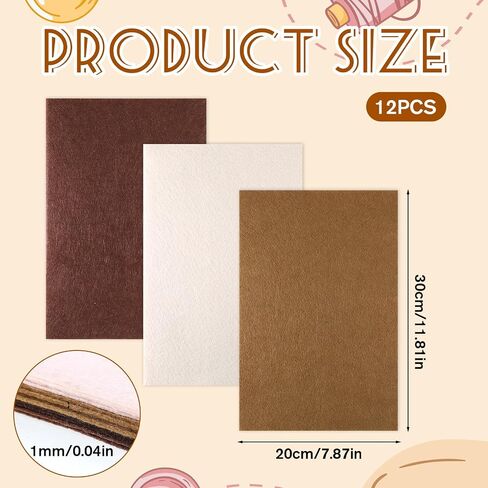 12 Pcs Felt Sheets for Crafts 7.8"×11.8" Felt Fabric Sheets DIY Felt Sheets 1 mm Thick Soft Felts Fabric Sheet Wool Felts Sheet Non-Woven Patchwork Material for Crafts, Sewing（3 Assorted Colors） in Saudi Arabia