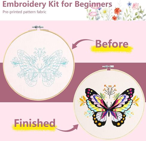 4 حزمة تطريز مجموعة للمبتدئين ، طقم بداية للبالغين ، أدوات خياطة متقاطعة مع أنماط مختومة للزهور ، طوق ، أدوات ، مؤشرات ترابط ملونة مع إبر ، تعليمات خطوة بخطوة ، هدية عاشق اليدين in Kuwait