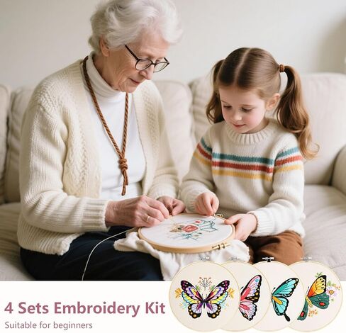 4 حزمة تطريز مجموعة للمبتدئين ، طقم بداية للبالغين ، أدوات خياطة متقاطعة مع أنماط مختومة للزهور ، طوق ، أدوات ، مؤشرات ترابط ملونة مع إبر ، تعليمات خطوة بخطوة ، هدية عاشق اليدين in Kuwait