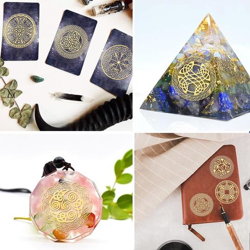 OLYCRAFT 9pcs 1.6x1.6 Inch Celtic Symbol Stickers Cross Knot Stickers Self Adhesive Gold Metal Stickers Triple Spiral Metal Stickers for Scrapbooks DIY Crafts Phone Decoration in Saudi Arabia
