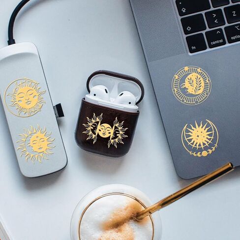 OLYCRAFT 9pcs 1.6x1.6 Inch Sun and Moon Metal Stickers Star Leaf Self Adhesive Gold Stickers Sun Theme Metal Gold Stickers for Scrapbooks DIY Resin Crafts Phone Decor in Saudi Arabia