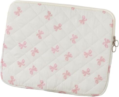 Cute Preppy Y2K Laptop Sleeve Aesthetic Laptop Case Bag Coquette Bow Print Tablet Carrying Office Accessories (Pink,13 Inch) in Kuwait