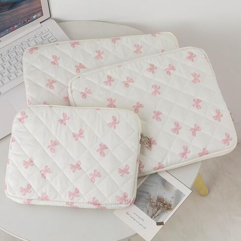 Cute Preppy Y2K Laptop Sleeve Aesthetic Laptop Case Bag Coquette Bow Print Tablet Carrying Office Accessories (Pink,13 Inch) in Kuwait