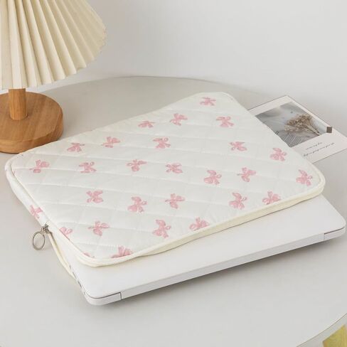Cute Preppy Y2K Laptop Sleeve Aesthetic Laptop Case Bag Coquette Bow Print Tablet Carrying Office Accessories (Pink,13 Inch) in Kuwait