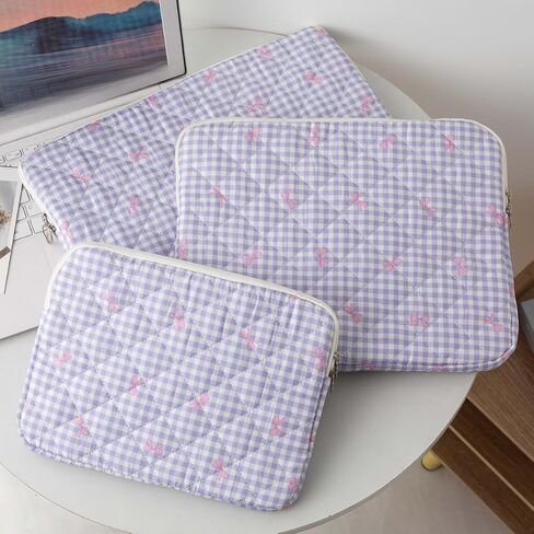 Cute Preppy Y2K Laptop Sleeve Aesthetic Laptop Case Bag Coquette Bow Print Tablet Carrying Office Accessories (Pink,13 Inch) in Kuwait