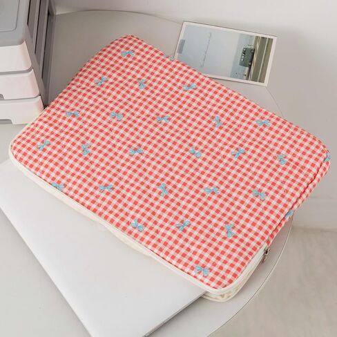 Cute Preppy Y2K Laptop Sleeve Aesthetic Laptop Case Bag Coquette Bow Print Tablet Carrying Office Accessories (Pink,13 Inch) in Kuwait