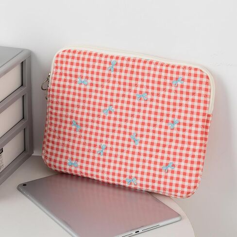 Cute Preppy Y2K Laptop Sleeve Aesthetic Laptop Case Bag Coquette Bow Print Tablet Carrying Office Accessories (Pink,13 Inch) in Kuwait