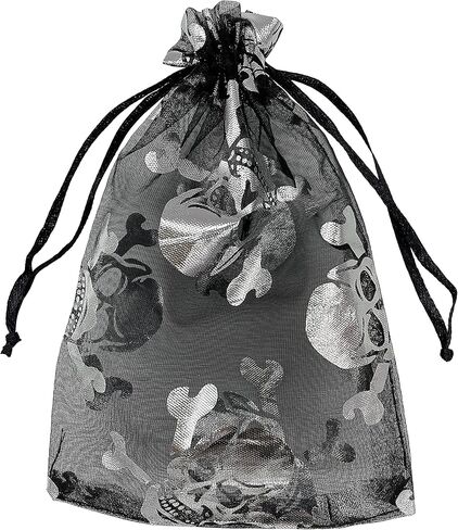 Jexila 100pcs Halloween Organza Bag 4x6,Black Mesh Drawstring Gift Bags Small Halloween Goodie Candy Treat Bags for Kids Tick or Treat Halloween Party Favor Bags in Saudi Arabia