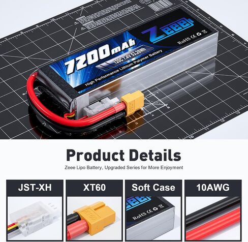 Zeee 2S Lipo Battery 7200mAh 7.4V 120C بطارية ناعمة حزمة مع موصل XT60 لشاحنة RC Car Truck RC Truggy Tank Tank Racing Models (2 Pack) in Saudi Arabia