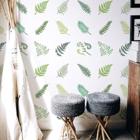 FINGERINSPIRE 9 Pcs Fern Leaves Painting Stencil with Brush 5.9x5.9inch Different Types of Fern Leaf Pattern Drawing Template DIY Decoration Stencil for Painting on Wood Wall Fabric Furniture in Saudi Arabia