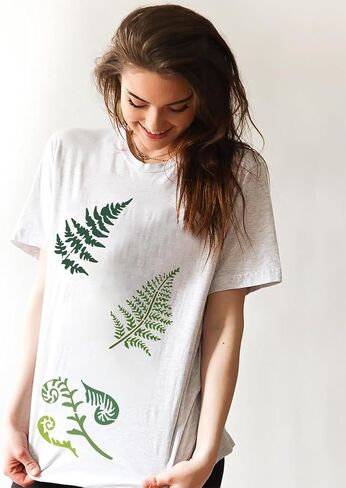 FINGERINSPIRE 9 Pcs Fern Leaves Painting Stencil with Brush 5.9x5.9inch Different Types of Fern Leaf Pattern Drawing Template DIY Decoration Stencil for Painting on Wood Wall Fabric Furniture in Saudi Arabia