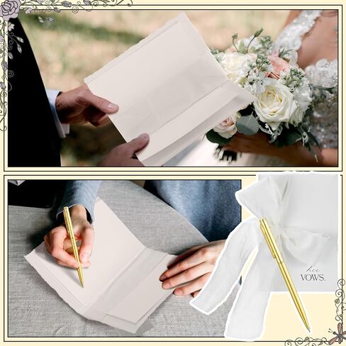 2 Set Wedding Vow Cards with Ribbon and Pens His and Hers Vow Books Paper Notebook for Wedding Keepsake Essentials Elegant Bridal Shower Ceremony Gift(Classic) in Saudi Arabia
