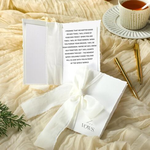 2 Set Wedding Vow Cards with Ribbon and Pens His and Hers Vow Books Paper Notebook for Wedding Keepsake Essentials Elegant Bridal Shower Ceremony Gift(Classic) in Saudi Arabia