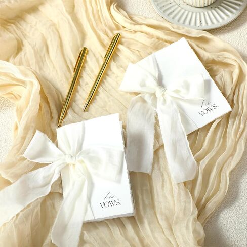 2 Set Wedding Vow Cards with Ribbon and Pens His and Hers Vow Books Paper Notebook for Wedding Keepsake Essentials Elegant Bridal Shower Ceremony Gift(Classic) in Saudi Arabia
