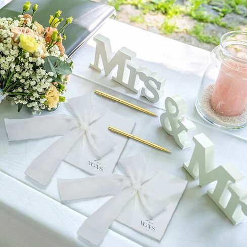 2 Set Wedding Vow Cards with Ribbon and Pens His and Hers Vow Books Paper Notebook for Wedding Keepsake Essentials Elegant Bridal Shower Ceremony Gift(Classic) in Saudi Arabia