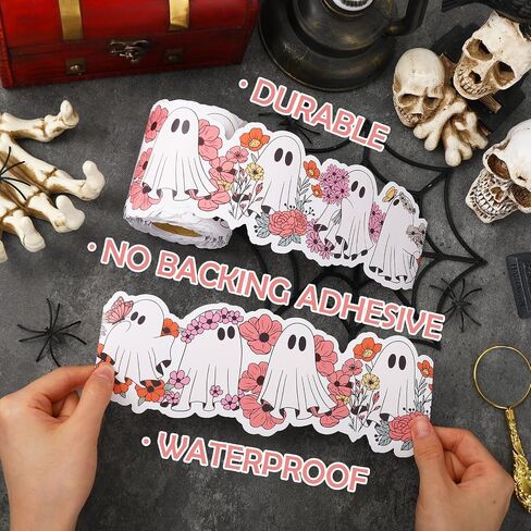 Whaline 65 FT Halloween Bulletin Board Border Boo Ghost Book Floral Die Cut Trim Border Roll for Home Party Class -Chalkboard Window Decor in Saudi Arabia