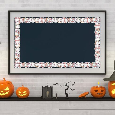 Whaline 65 FT Halloween Bulletin Board Border Boo Ghost Book Floral Die Cut Trim Border Roll for Home Party Class -Chalkboard Window Decor in Saudi Arabia