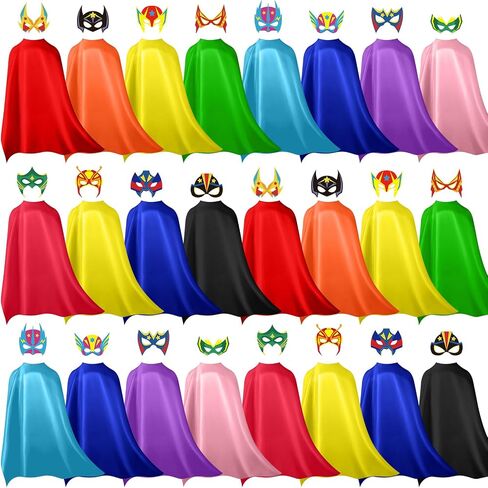 Sosation 24 Sets Hero Masks and Capes for Kids Halloween Costume 12 Styles DIY Blank Hero Masks Toys for Boy and Girls Children Birthday Dress up Group Cosplay Gifts Activity Party in Saudi Arabia