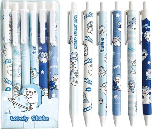 6 Pcs Gel Ink Pens Cartoon Retractable Pens Cute Animal Pen 0.5mm Ballpoint Pen Office School Supplies for Girls (Shark) in Saudi Arabia